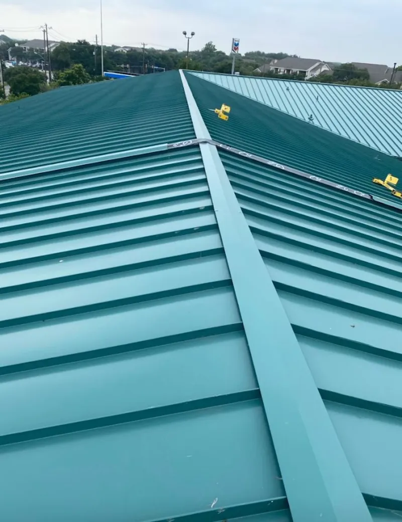 Green commercial metal roof ridge and valley for Metal Roof Repair in Erwin